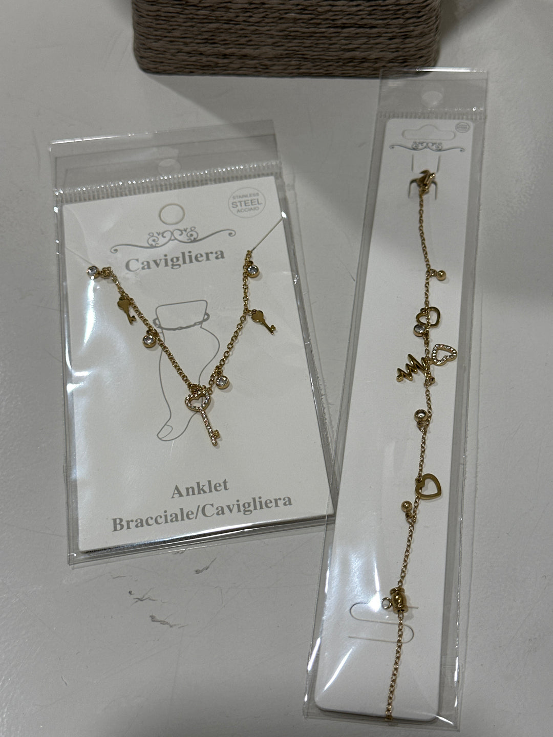 Set bijou pied pendentif clé + bracelet