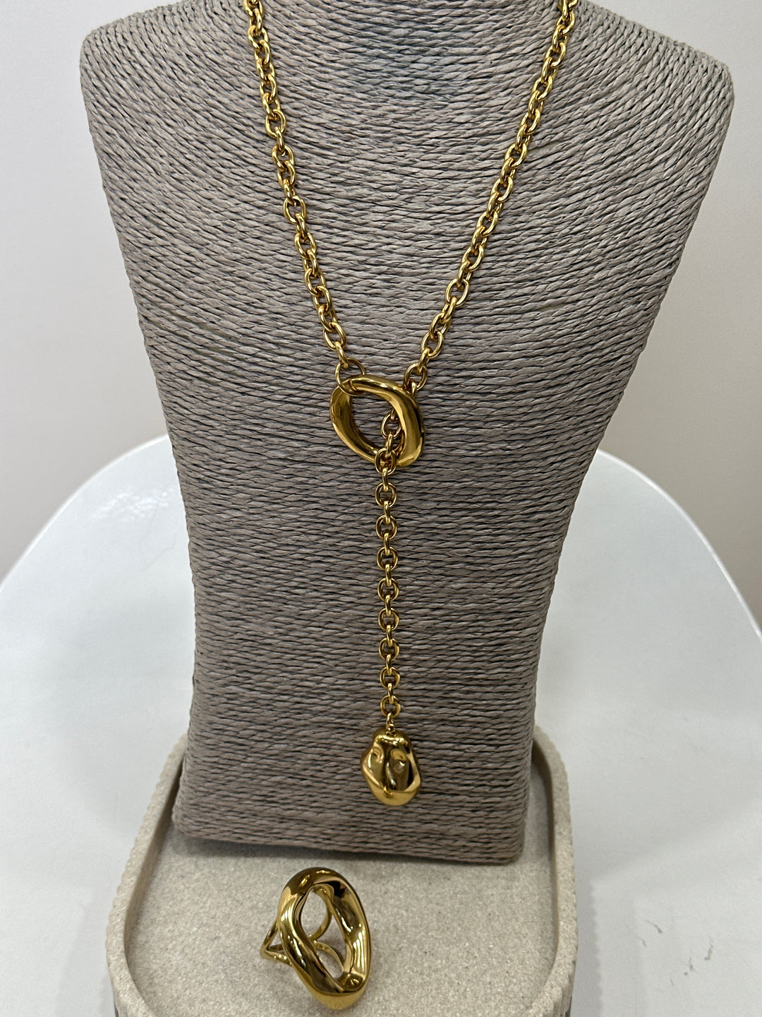 Set sautoir goûte cercle + bague cercle