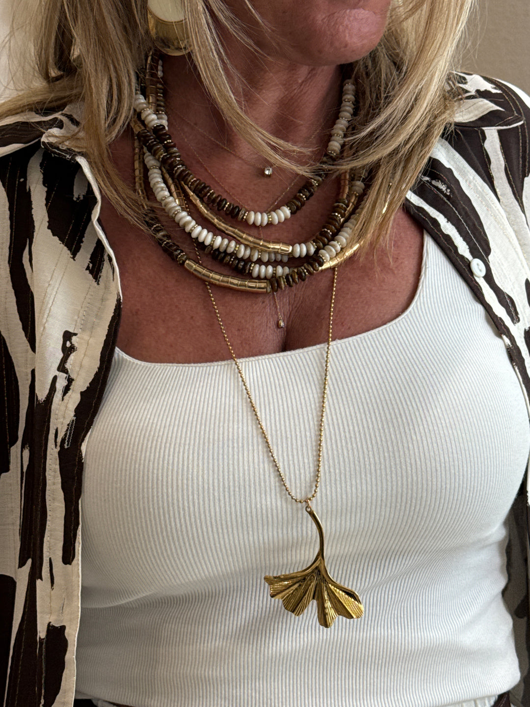 Collier multi range marron
