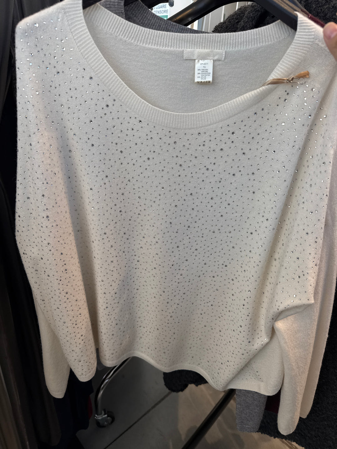 Pull col rond strass 5317