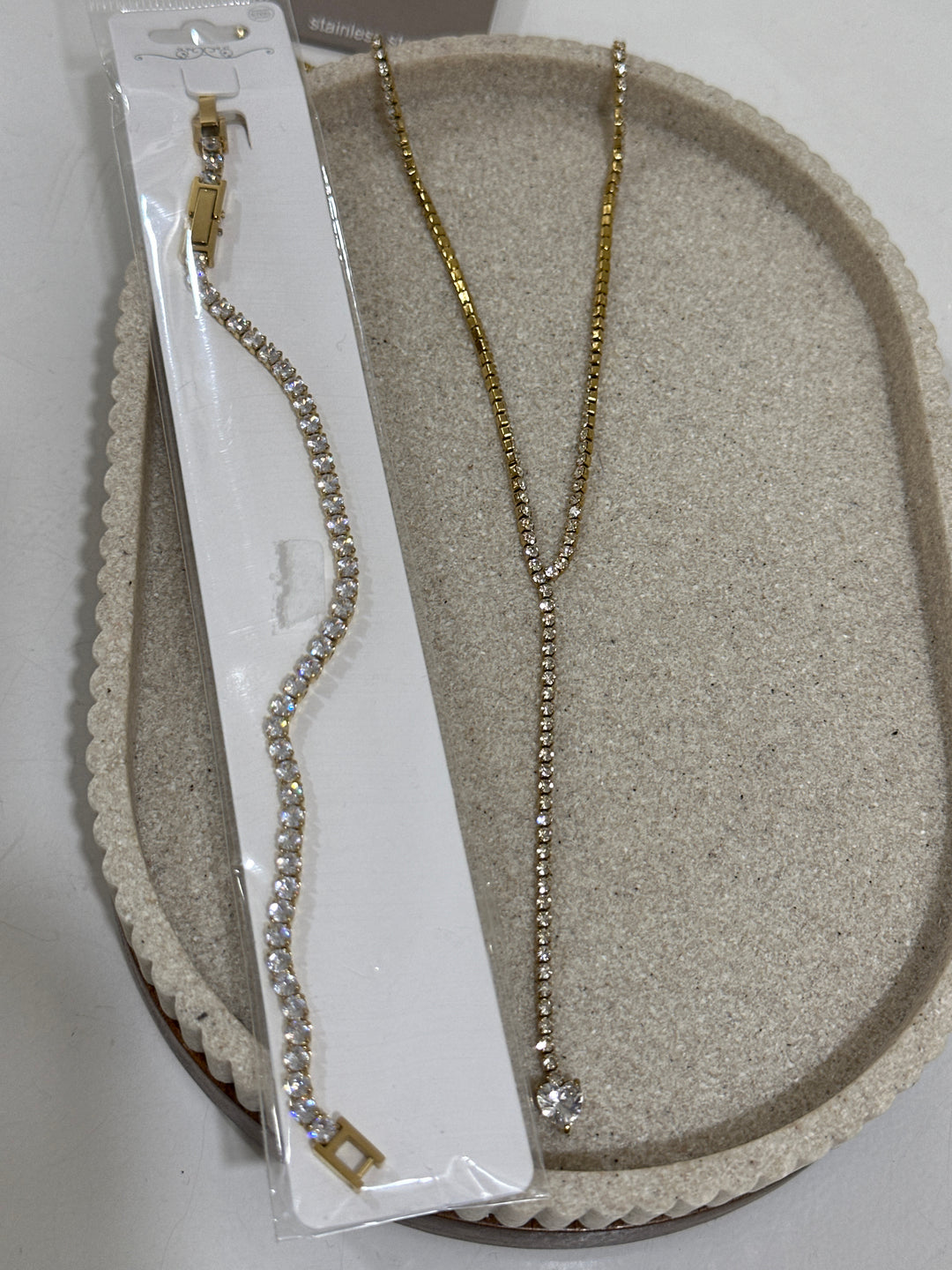 Set bracelet petite pierre + collier