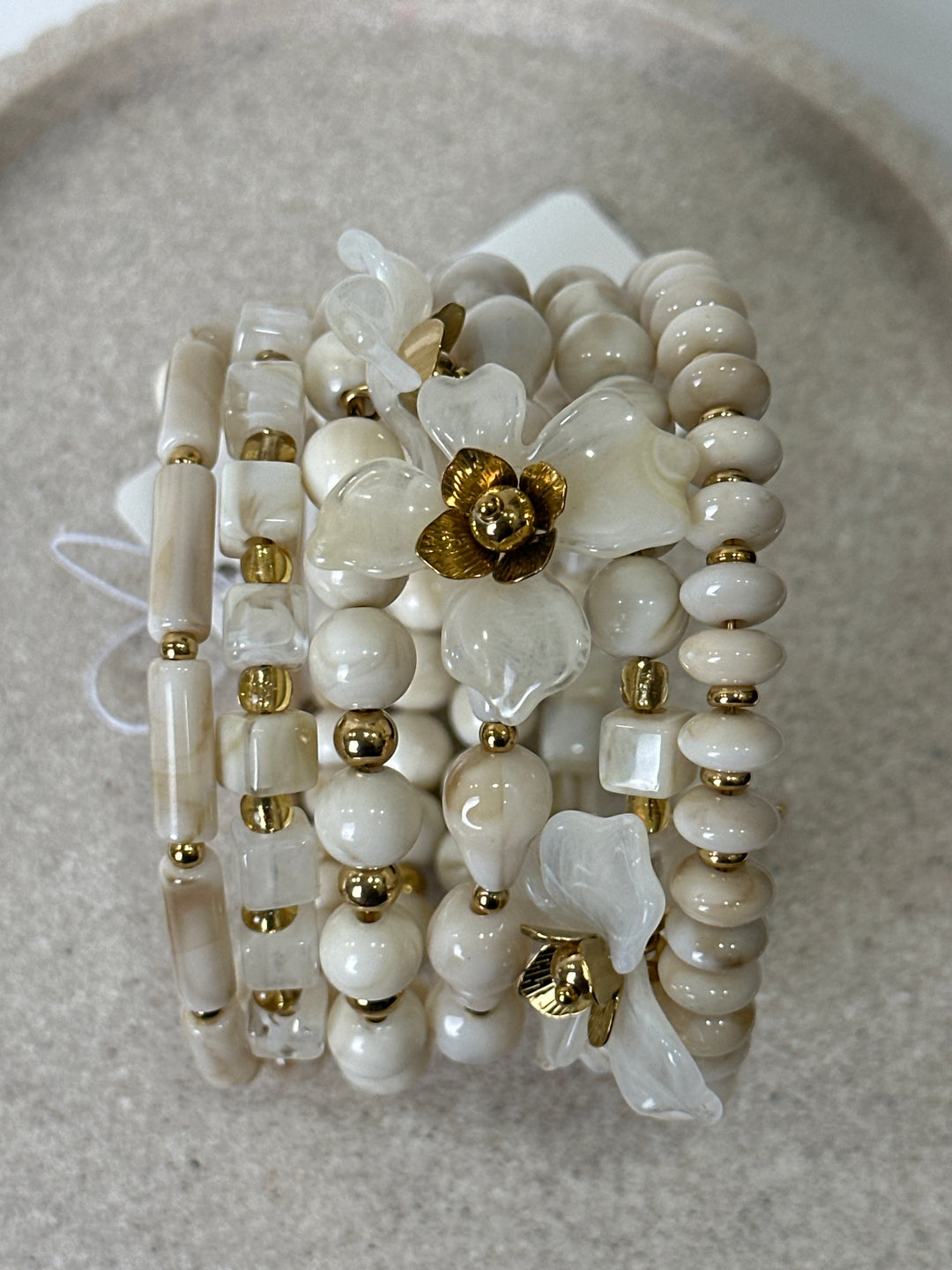 Bracelet multi rangs écru