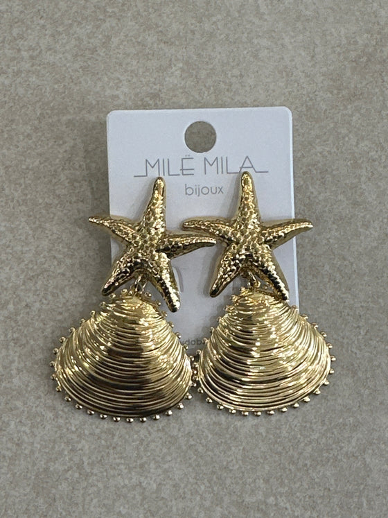 Boucles d’oreilles étoiles de mer et coquillage