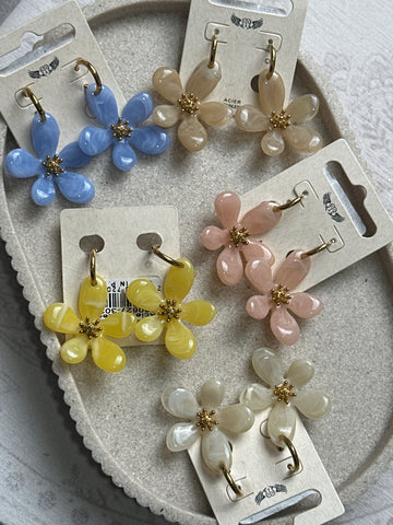 Boucles d'oreilles fleurs colorés