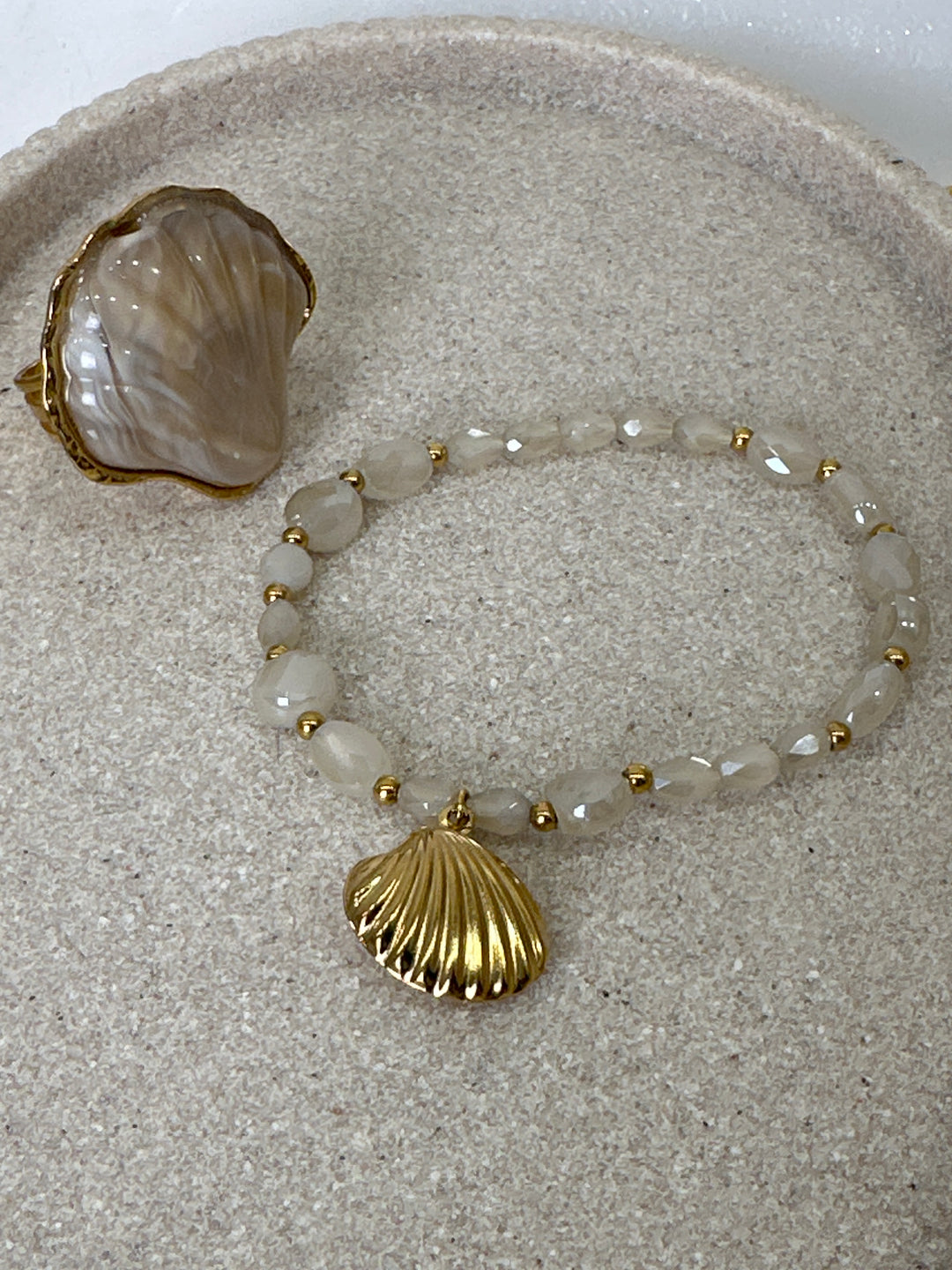 Set bracelet + bague coquillage