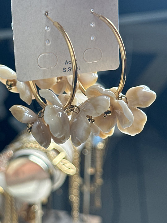 Boucles d'oreilles anneau fleurs