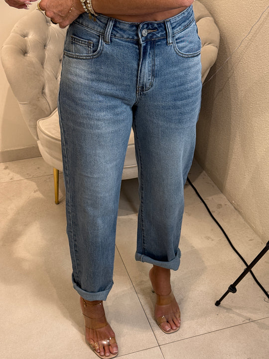 Jean mom bleu claire L3078