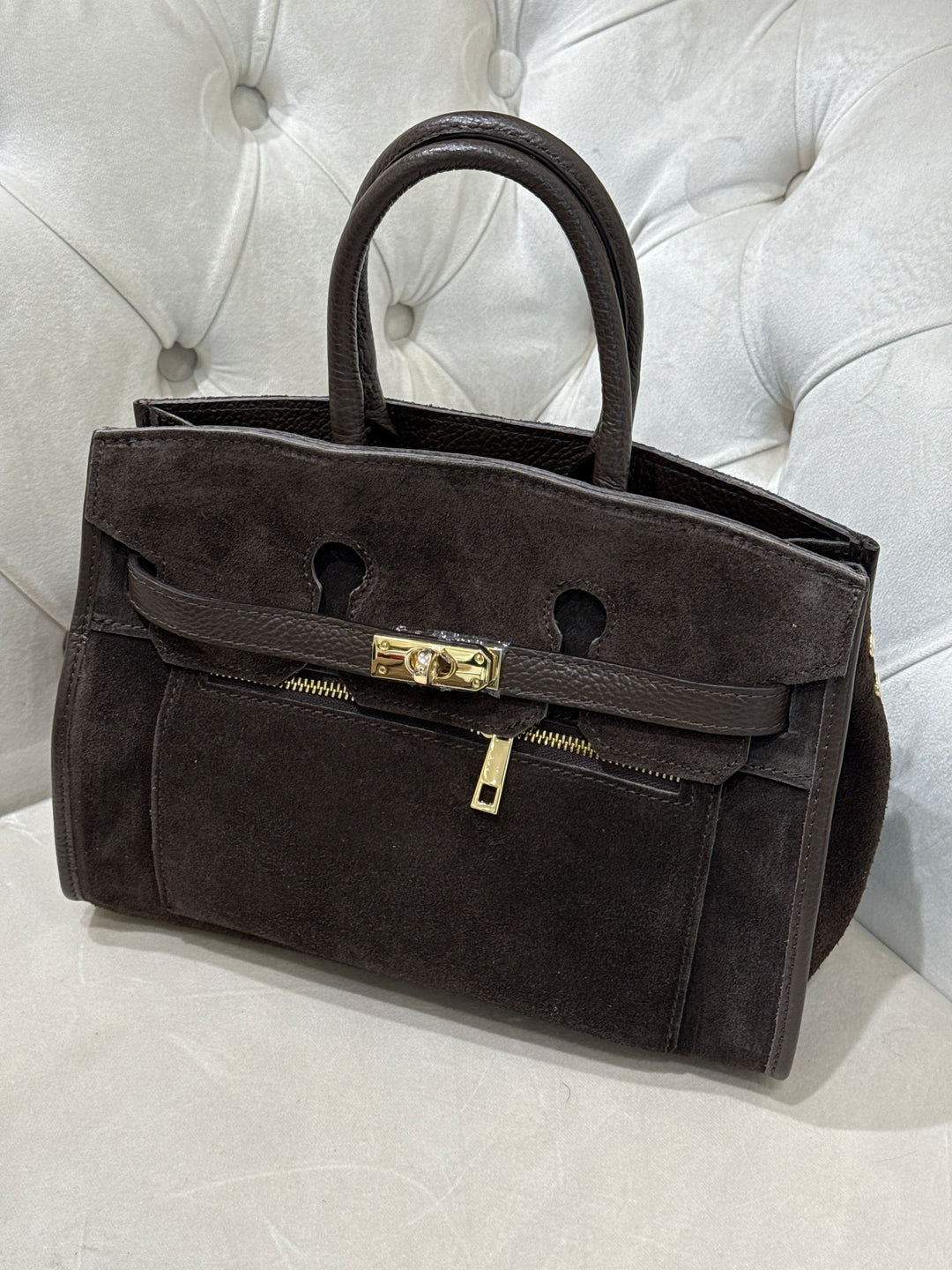 Sac cuir daim Choco fermeture
