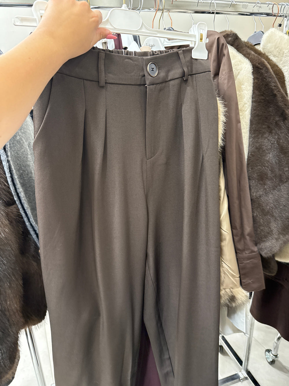 Pantalon pinces long MARRON FONCE 24737