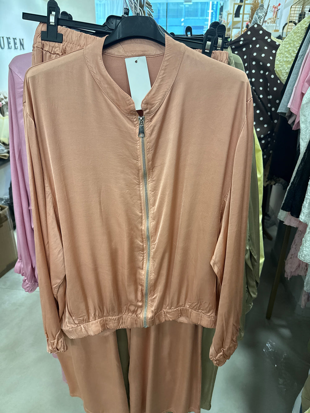 Blouse bomber satin soie