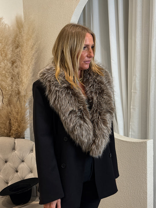 Col fourrure amovible Taupe claire