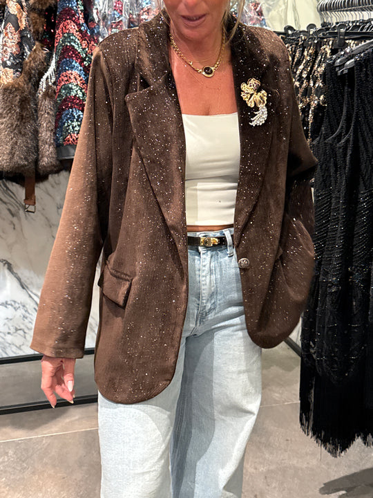 Blazer velour strass avec broches 7006