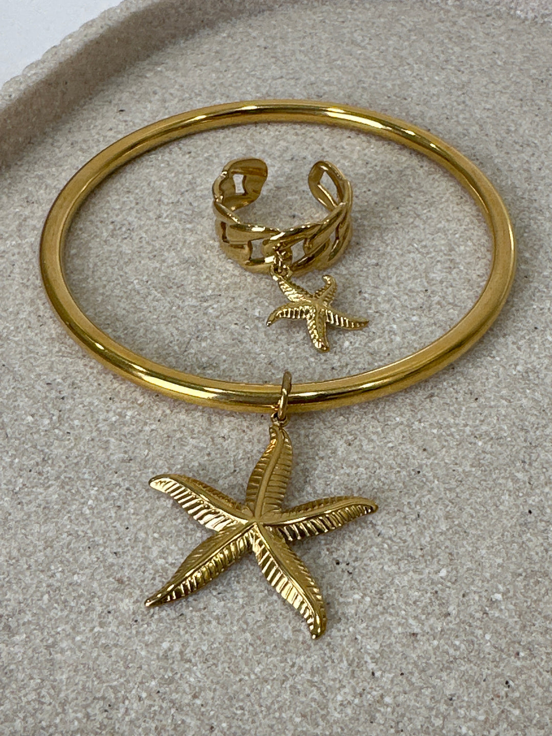 Set bracelet + bague étoile de mer