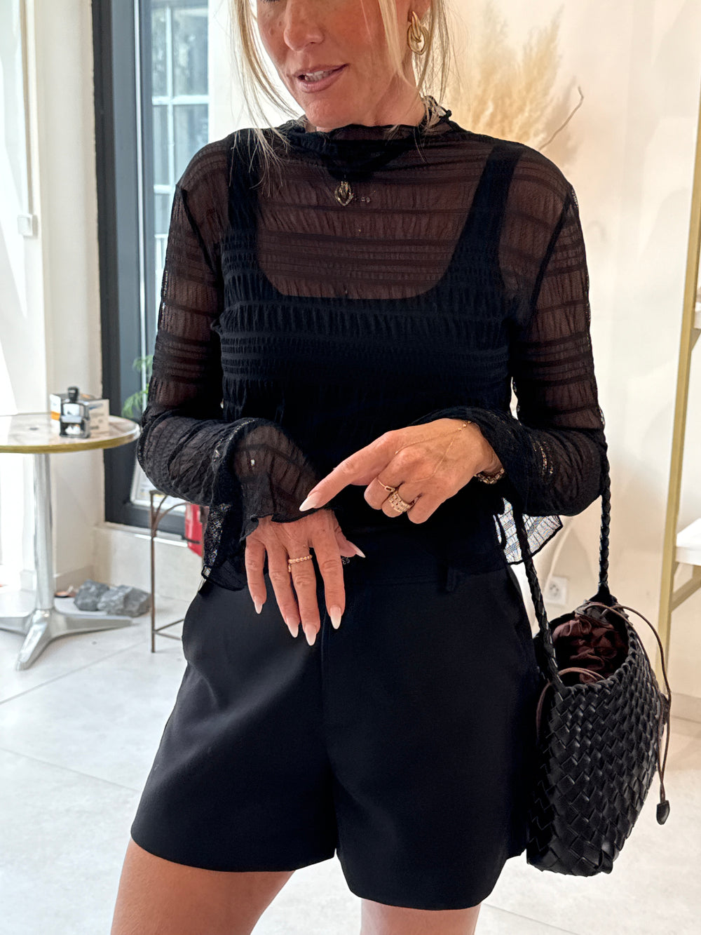 Top voile noir transparent 25CY820