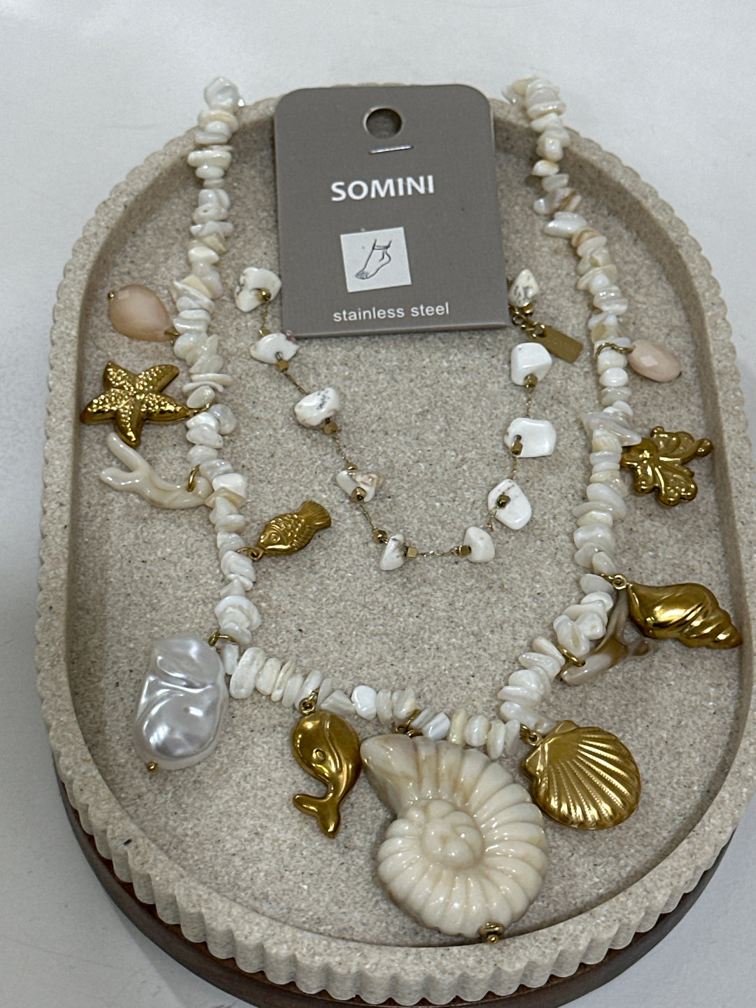 Set collier perle coquillage + bijoux pied