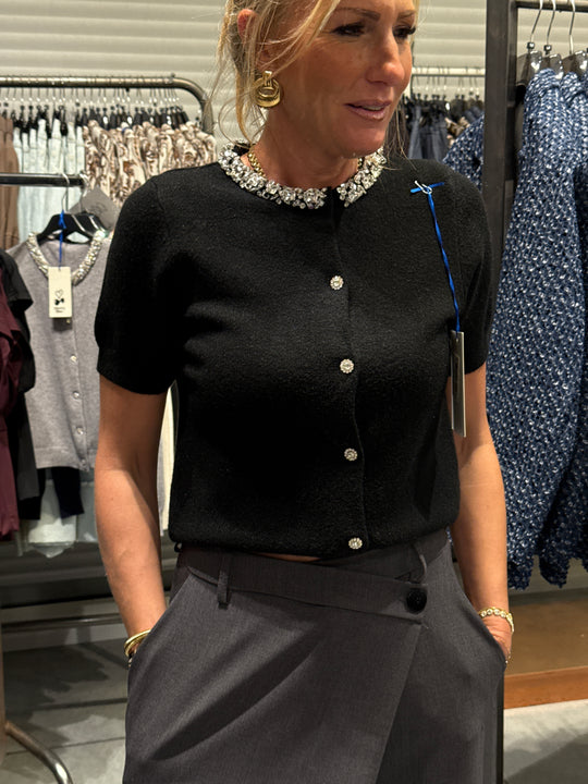 Gilet manche court col strass 88365