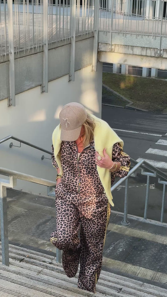 Ensemble jogging léopard bande jaune foncé