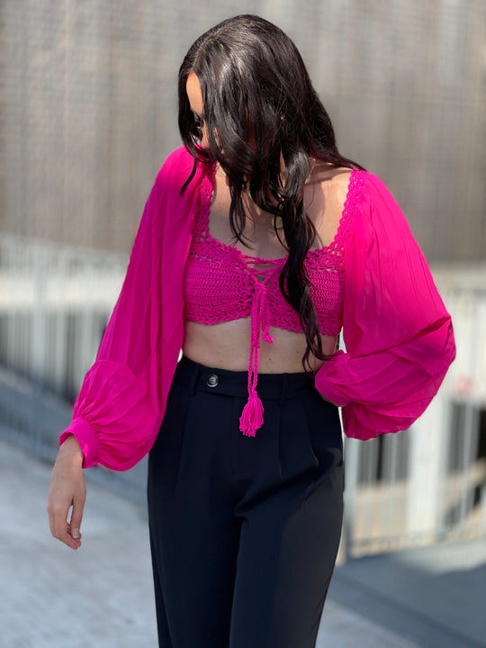 Top dentelle Fushia