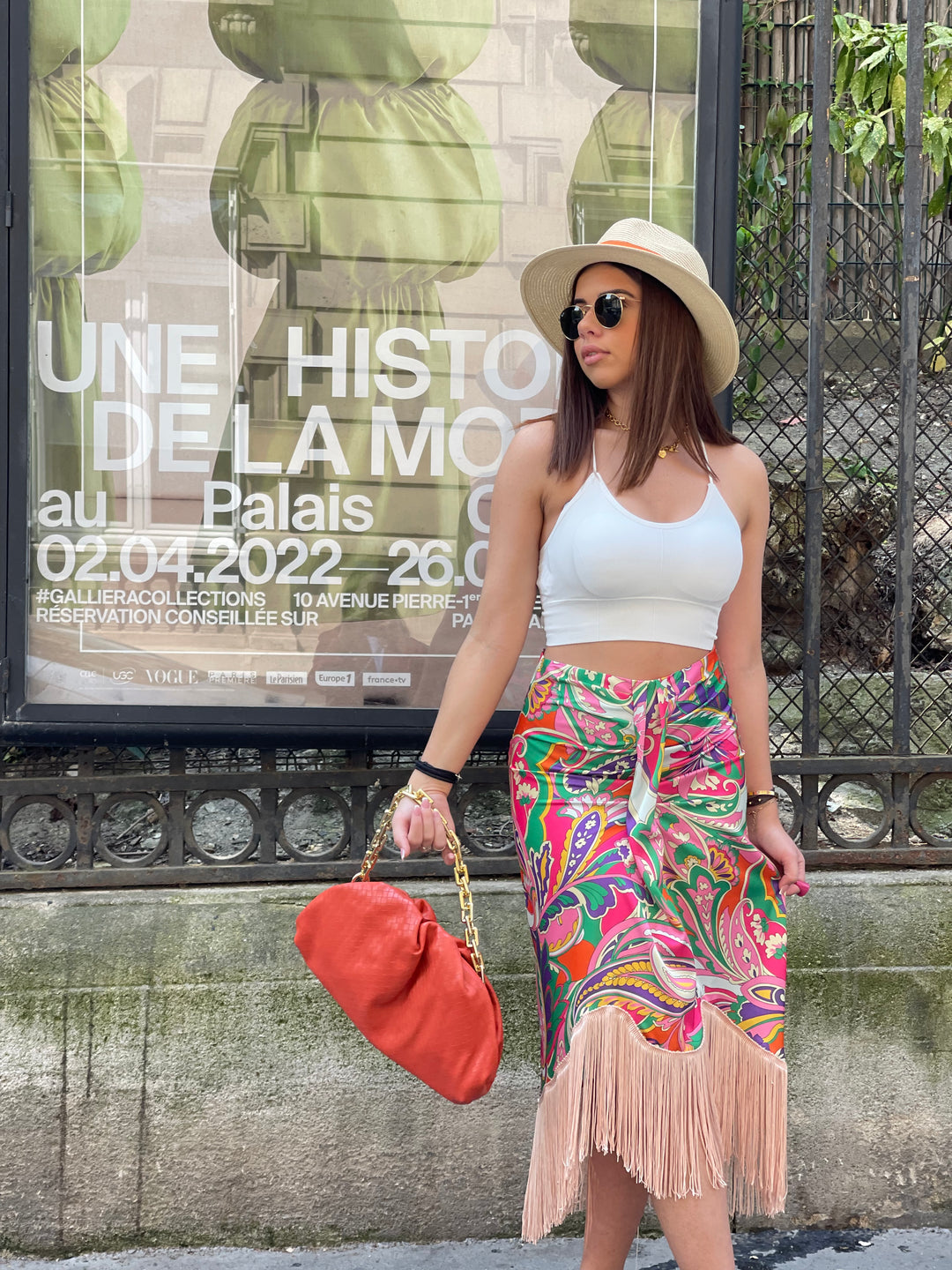 Jupe drapé aux frange Rose