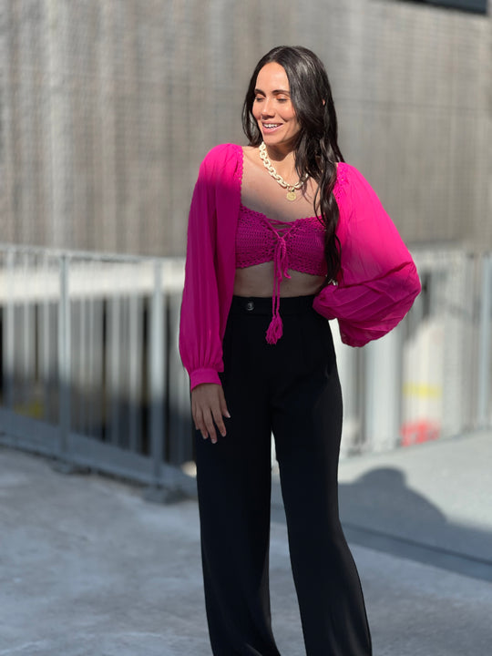 Top dentelle Fushia