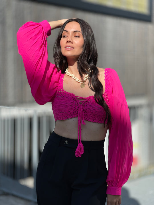 Top dentelle Fushia