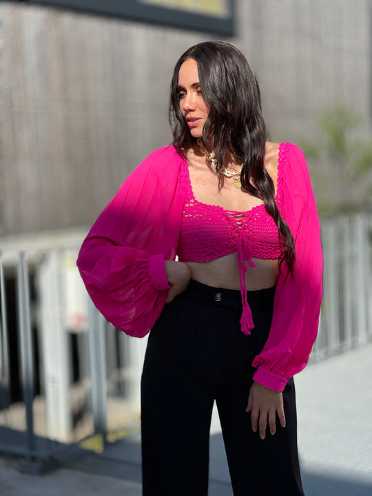 Top dentelle Fushia